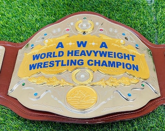 AWA Championship Replica Wrestling Belt 3-laags zinkplaten, volwassen maat, professioneel worstelen