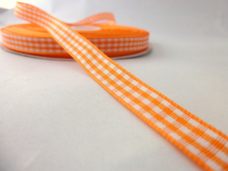 Orange gingham Ribbon 1 cm wide  3 8th inch Etsy