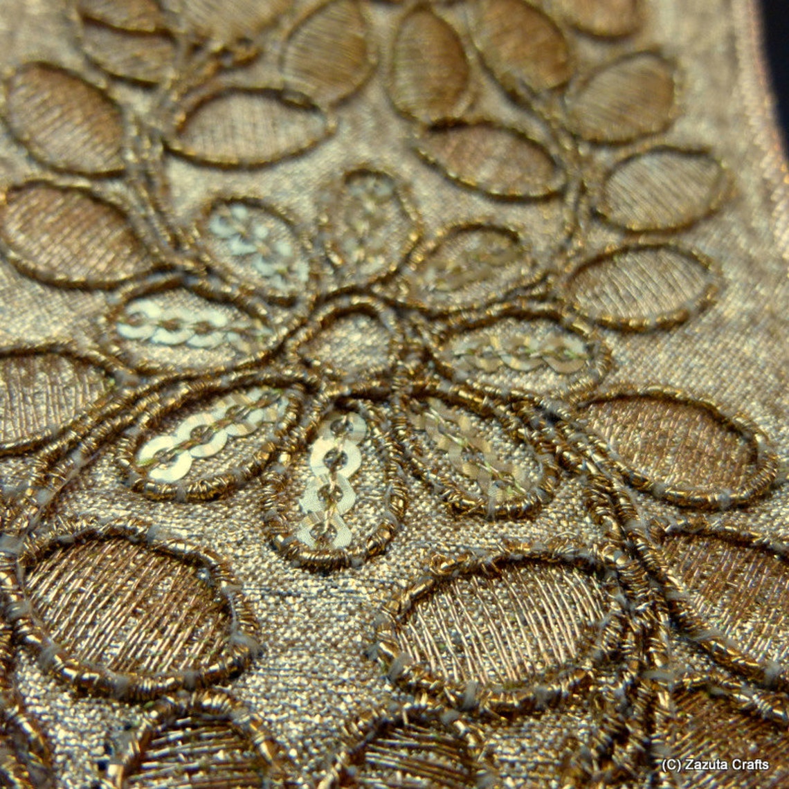 Gold trim Embellished trim Flower trim Gold Fabric trim Etsy