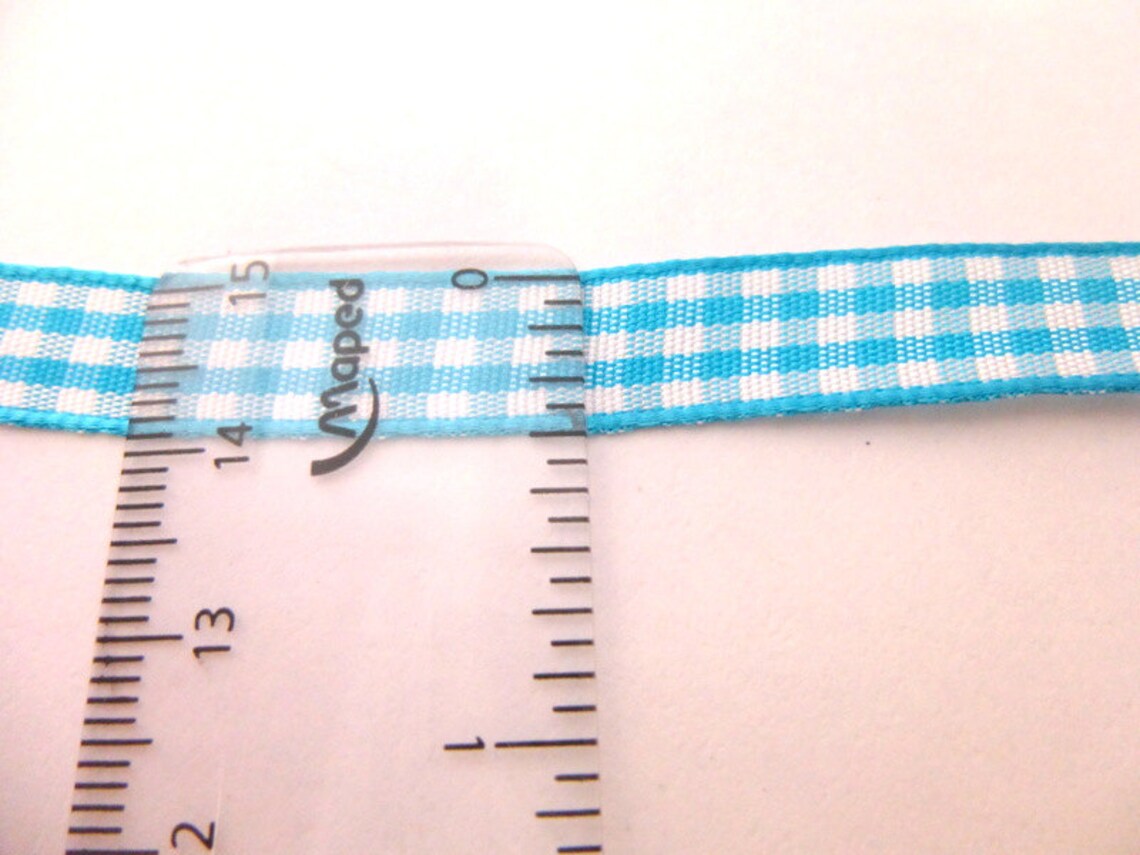 Blue gingham Ribbon 1 cm wide  3 8th inch Etsy