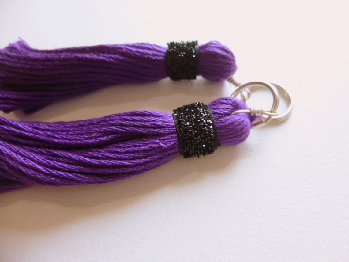 Purple Tassels 1 Pair Thread Tassles Purple Tassle Purple Etsy