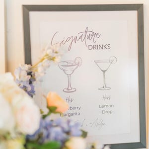 Custom Signature Drink Sign, Wedding Bar Sign Printable, His & Hers Cocktail Menu, Personalized Wedding Decor, Custom Bar Menu