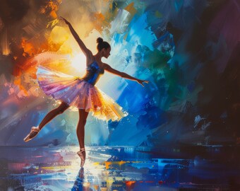 Ballerina Dancer Watercolor Art Type Digital Download to Print