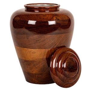 Handmade Rosewood Cremation Urn Box: Wooden Funeral Urn for Adult Ashes