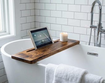 Handcrafted Wooden Bath Caddy Tray – Luxury Bathtub Tray for a Relaxing Spa Experience