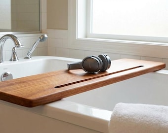 Handcrafted Wooden Bath Caddy Tray – Luxury Bathtub Tray for a Relaxing Spa Experience
