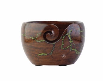 Handcrafted Rosewood Yarn Bowl: Resin Inlay, Knitting & Crochet