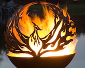 Phoenix Rising Fire Pit Sphere: Custom Steel, Wood Burning