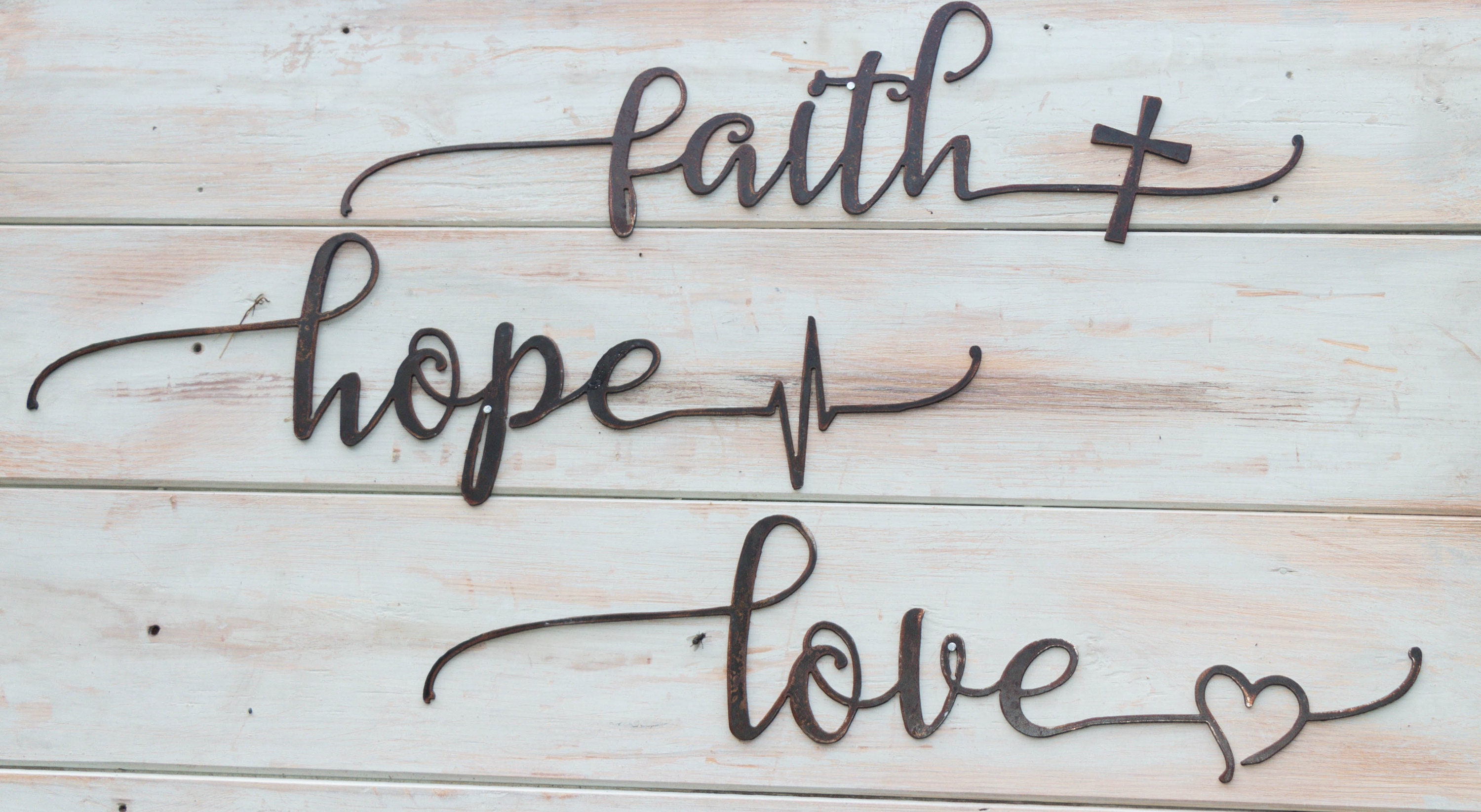 Metal Faith Hope Love Signs Metal Art Custom Metal Sign Metal Wall Art Chri...