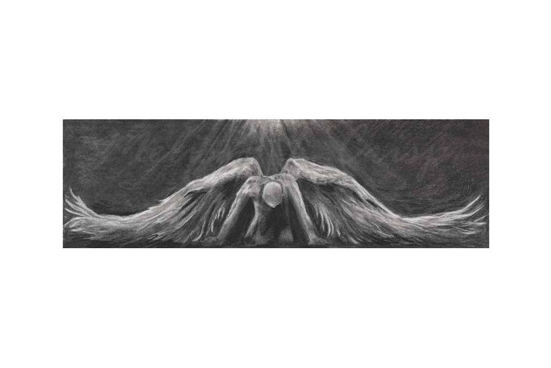 Untitled 3 angel Charcoal-24 X 7.2 Fine Art Giclée Print on Paper - Etsy