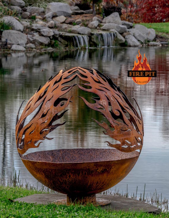 Phoenix Rising Fire Pit Sphere: Custom Steel, Wood Burning - Etsy