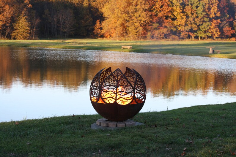 Autumn Sunset Fire Pit Leaf Firepit Sphere Image 0
