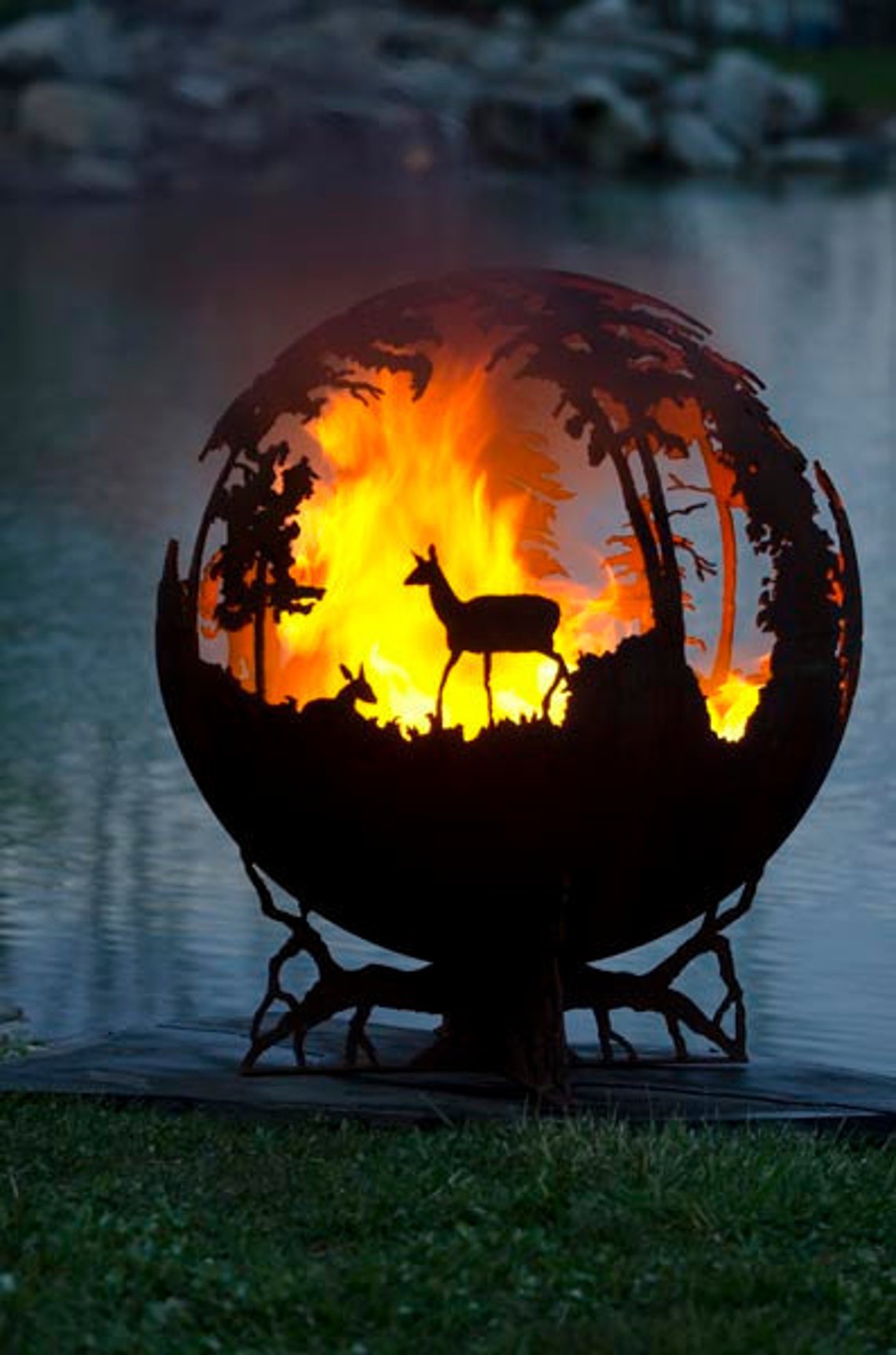Up North Fire Pit Custom Outdoor Hand Cut Steel Deer Firepit Etsy