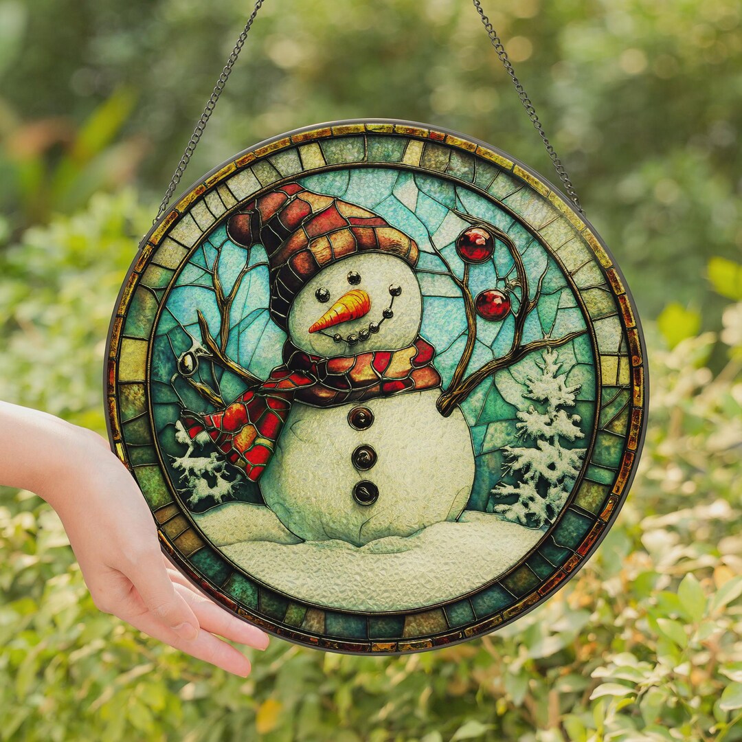 Snowman Stained Glass Suncatcher: Christmas Window Decor - Etsy