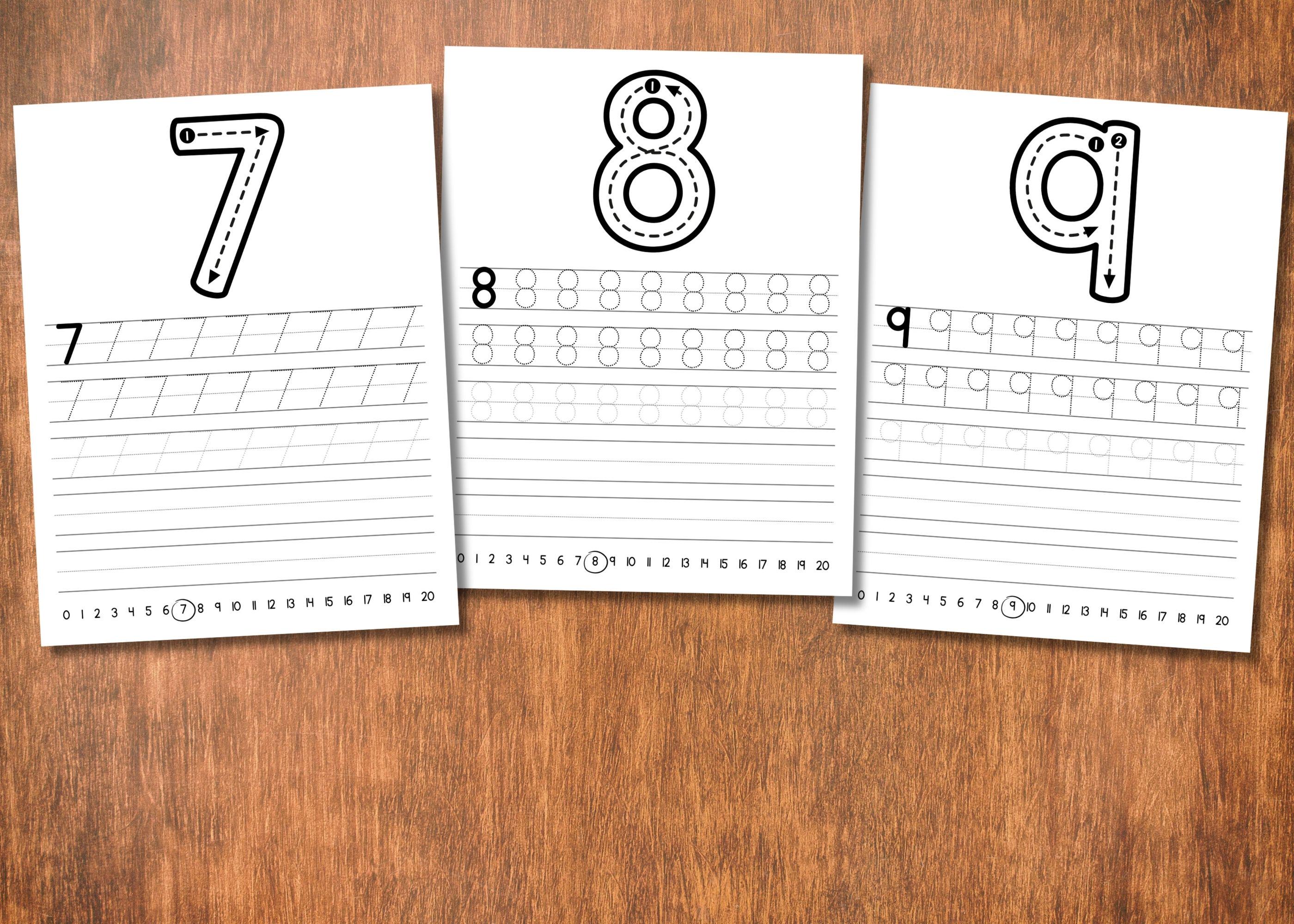 Number Tracing Worksheets 0-20: Preschool, Kindergarten, 1st Grade (PDF ...