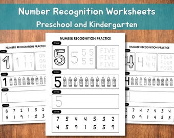 Arbetsblad för taligenkänning 0–9 | Följ, färglägg, skriv och ringa in | 10 utskrivbara sidor | Matematikövning för förskola och dagis
