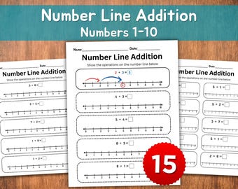 Number Line Addition Worksheets | Addition to 10 | Kindergarten & Preschool Math Activities | Homeschool Printables
