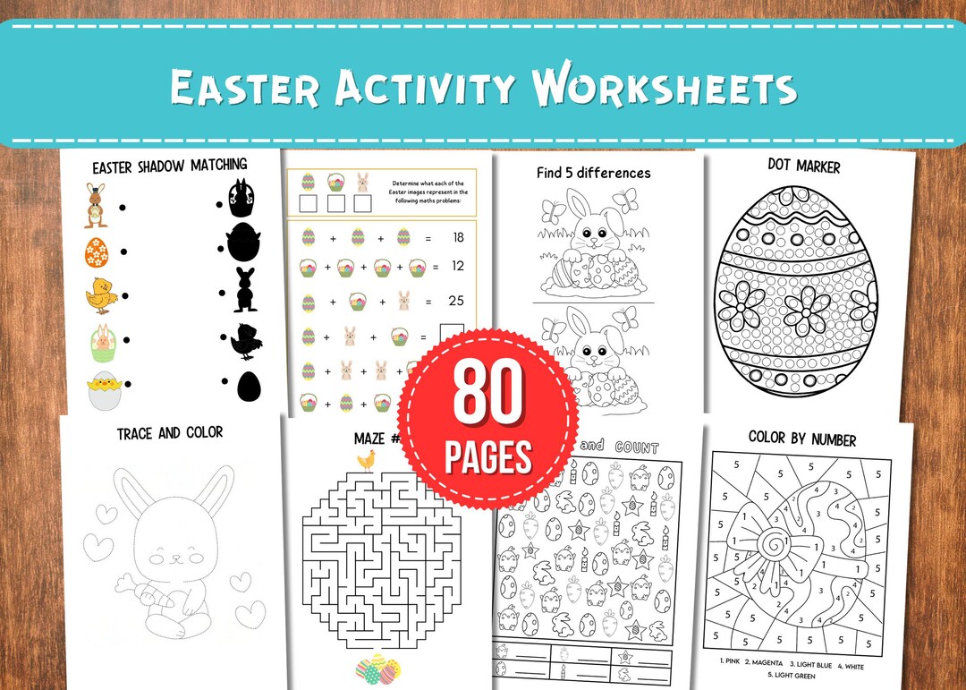 80 Easter Activity Worksheets Printable, Easter Activity Pack for Kids ...
