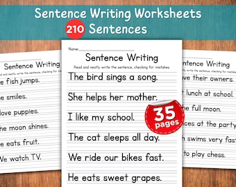 Sentence Writing Practice Worksheets: 1st-3rd Grade ELA (PDF Download)