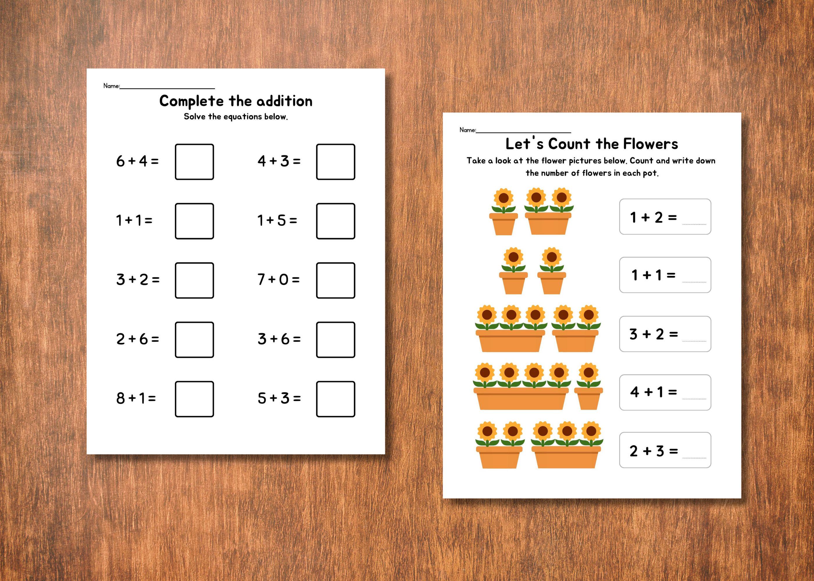 Counting Beginning Adding Beginning Math Worksheets | 42 Printable Pages | Counting, Addition ...
