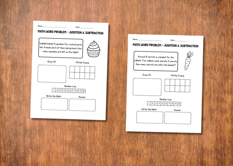 Printable Kindergarten Math Word Problems | 30 Addition and Subtraction ...