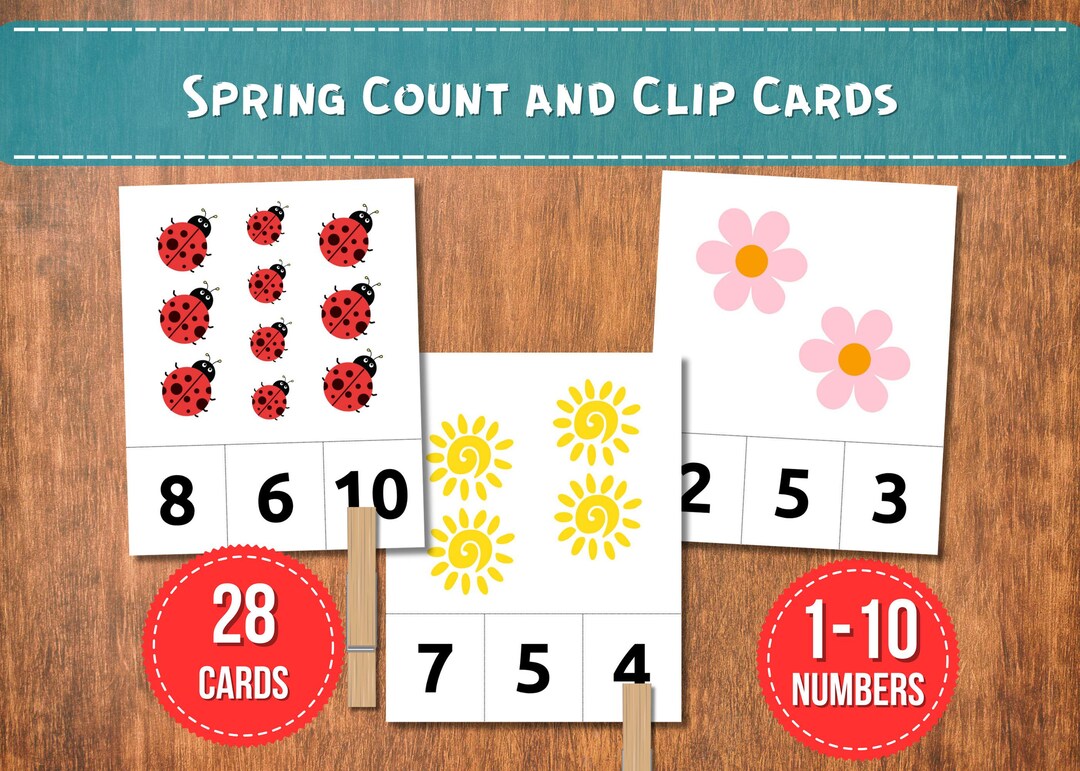 Spring Count and Clip Cards | Montessori Math Printable for Preschool ...