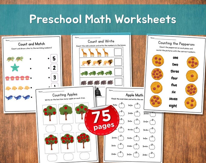 Math BUNDLE Printable Pre-k Kindergarten Worksheets Addition ...