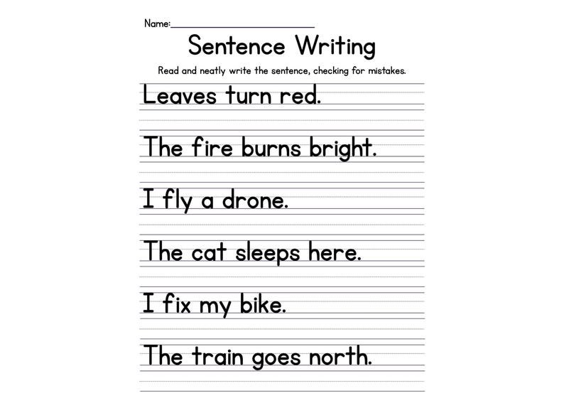 Sentence Writing Practice Worksheets: 1st-3rd Grade ELA (PDF Download ...
