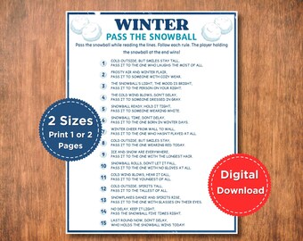 Winter Pass the Snowball Game Printable | Holiday Party Game for Kids and Adults | Classroom & Family Activity