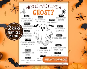 Who Is Most Like a Ghost Game, Halloween Party Game, Ghost-Themed Icebreaker, Printable Halloween Activity, Group Game, Fall Celebration