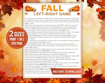 Fall Left Right Game, Pass the Prize Game, Autumn Party Activity, Harvest Game, Family Game Night, Fall Icebreaker