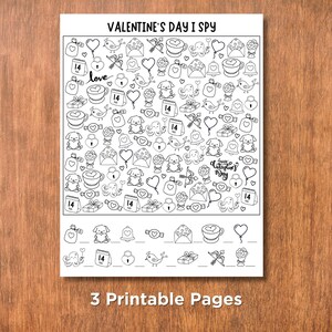 Valentine’s Day I Spy Coloring Worksheets | 3 Printable Seek-and-find ...