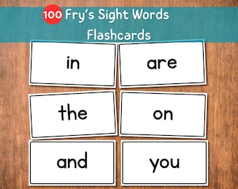100 Printable Fry’s First Hundred Sight Words Flashcards | Preschool, Kindergarten & Homeschool Reading Practice PDF
