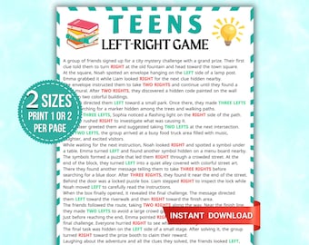 Left Right Game for Teens, Printable Teen Party Game, Sleepover Game, Youth Group Activity, Birthday Party Game