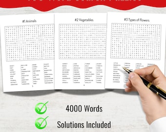 4000 Word Search Puzzle: 100-Page Printable Game (PDF Download + Answer Key)
