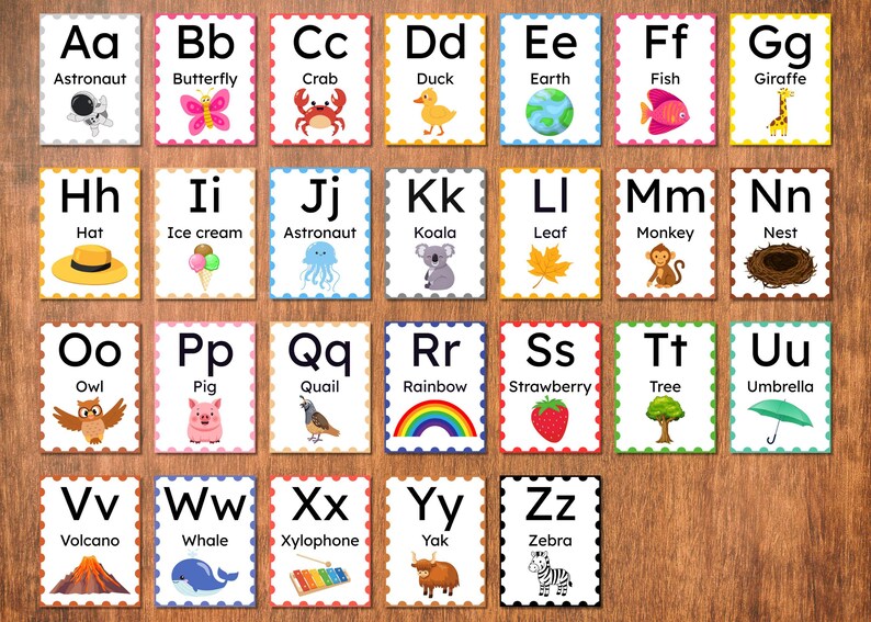 Alphabet & Numbers Flashcards Printable | ABC Letters A–Z and Numbers 0 ...