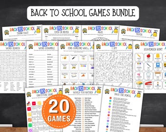 20 Back to School Games Bundle, Printable Classroom Activities, First Day of School Games, Icebreakers, Teacher Resource, PDF