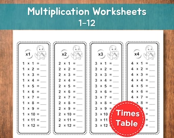 Feuilles de travail sur les multiplications 1-12 | Tableaux de multiplication imprimables | Exercices de mathématiques à compléter avec des feuilles de réponses pour les élèves de la 1re à la 4e année