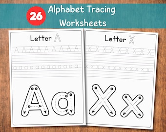 Alphabet Tracing Worksheets A-Z: Handwriting Practice for Kids (PDF Download)