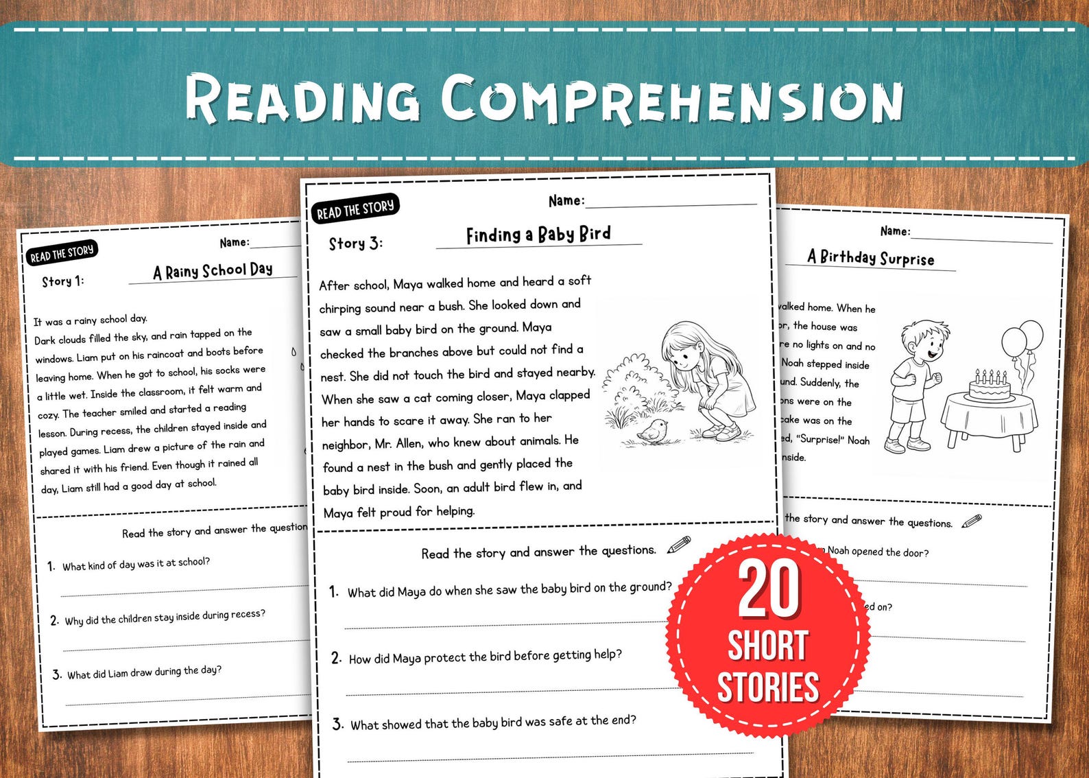 Reading Comprehension Worksheets | Short Stories With Questions ...