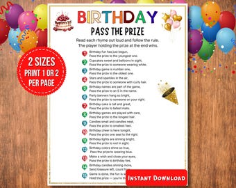 Birthday Pass the Prize Game | Printable Birthday Party Game | Fun Left Right Gift Exchange | Instant Download