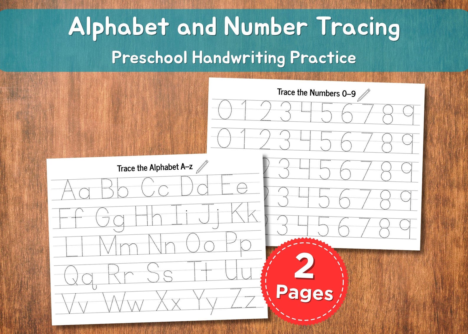 Alphabet and Number Tracing Worksheets | 2 Printable Pages | Trace the ...