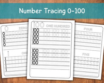 Number Tracing Worksheets 0-100: Preschool Handwriting Practice (Printable Digital Download)