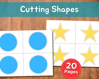 Cutting Shapes for Preschool | 20 Printable Scissor Skills Worksheets | Cut and Paste Fine Motor Activities for Kids
