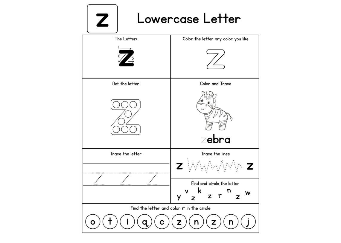 Alphabet Letter Worksheets Printable | 26 Uppercase + 26 Lowercase (52 ...