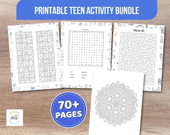Printable Teen Activity Bundle | 70+ Pages – Sudoku, Word Search, Mandalas, Mazes + Answer Key