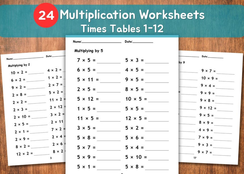 24 Multiplication Worksheets With Answers | Times Tables 1–12 ...