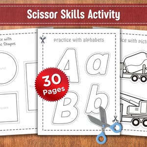 Scissor Skills Activity Pack for Kids | Cut and Paste Letters, Numbers, Shapes and Pictures | Preschool Worksheets and Fine Motor Practice