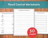 30 Pencil Control Worksheets | Preschool Kindergarten Tracing Lines | Fine Motor Skills Practice | Early Learning Printables