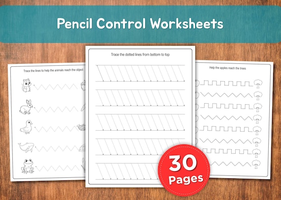 30 Pencil Control Worksheets | Preschool Kindergarten Tracing Lines | Fine Motor Skills Practice | Early Learning Printables